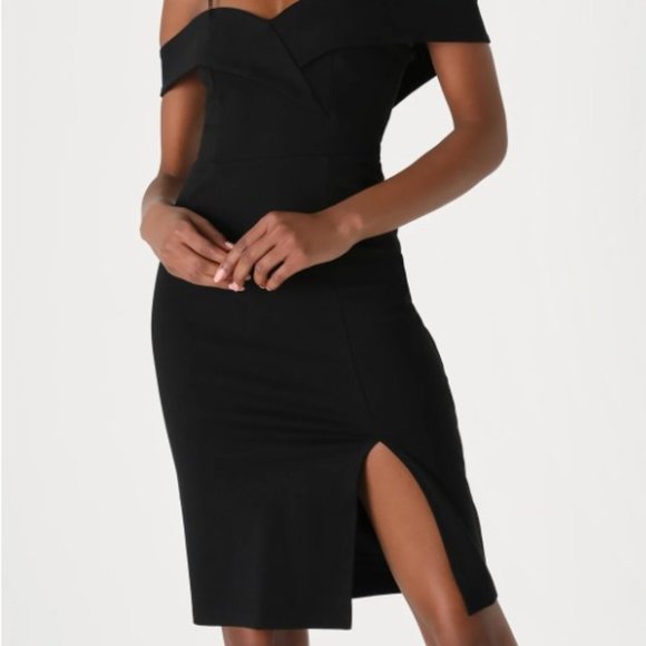 Lulus Dresses & Skirts - Lulus Classic Glam Black Off-the-Shoulder Bodycon Dress